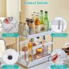 2-Tier Height Adjustable Under Sink Organizer With Flexible Wheels 2 Clear Trays with Movable Dividers Pull Out Cabinet Pantry Organizer For Kitchen B