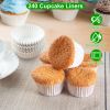 12 Count 20 Sets Clear Cupcake Boxes Disposable Cupcake Containers Stackable Cupcake Carrier Holders with 240 Liners High Dome Lid