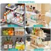 2-Tier Height Adjustable Under Sink Organizer With Flexible Wheels 2 Clear Trays with Movable Dividers Pull Out Cabinet Pantry Organizer For Kitchen B