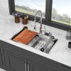 33" Drop in Kitchen Sink - 33*22 inch Kitchen Sink Drop-in Topmount Single Bowl 16 Gauge Stainless Steel Ledge Workstation Kitchen Sinks