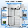 4-Door Upright Freezer with 8 Adjustable Shelves, 48" Wide Stainless Steel Reach-in, Temperature Control -1°F ~ 8°F