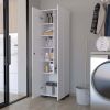 Broom Cabinet Lucin, Garage, White
