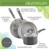 13 Piece Gray Shimmer Aluminum Nonstick Cookware Set
