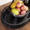 Black 2-Tier Bar Cart, Slide Bar Serving Cart, Retro Style Wine Cart for Kitchen, Beverage Cart with Wine Rack and Glass Holder