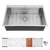 33" Drop in Kitchen Sink - 33*22 inch Kitchen Sink Drop-in Topmount Single Bowl 16 Gauge Stainless Steel Ledge Workstation Kitchen Sinks