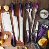 Knife Set, 9-Pieces Purple Gradient Handle Stainless Steel Chef Knife Set