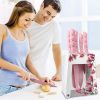 Kitchen Knife Set,Pink Flower 6PC Stainless Steel Sharp Chef Knife Set with Acrylic Stand, Cooking Non-slip Knife Set with Block
