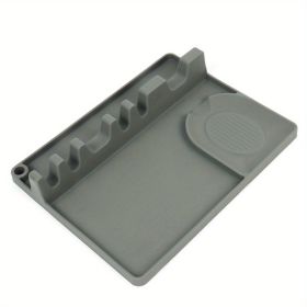 1pcs Silicone Utensil Rest With Drip Pad For Multiple Utensils; Heat-Resistant; Spoon Rest & Spoon Holder For Stove Top; Home Kitchen Items (Color: gray)