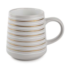 Thyme & Table Stoneware Coffee Mug, 16 fl oz, Gray Stripe (Brand: Thyme & Table)