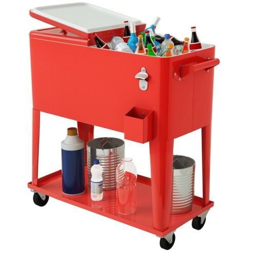 Outdoor Patio Party Rolling Steel Construction 80 Quart Bar Cooler Outdoor Patio Party Rolling Steel Construction 80 Quart Bar Cooler