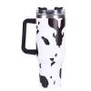 40oz 5D cowprint Insulated Tumbler With Handle And Straw Lid Portable Large Capacity water bottle, Heat preservation,304 Stainless Steel Cup For Outdo