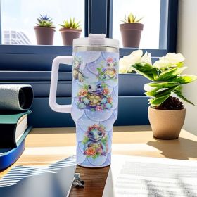 1pc 40oz Water Bottles,5D Little Turtle Series Tumbler,Large Capacity Stainless Steel Tumbler Insulation Cup With Lid And Straw For Women,Camping,Driv (Color: Type B)