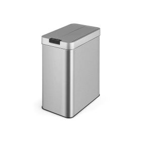 Trash Can with Lids and Stainless Steel Frame for Kitchen (Capacity: 50L, Color: Silver)