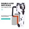40oz 5D cowprint Insulated Tumbler With Handle And Straw Lid Portable Large Capacity water bottle, Heat preservation,304 Stainless Steel Cup For Outdo