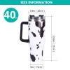40oz 5D cowprint Insulated Tumbler With Handle And Straw Lid Portable Large Capacity water bottle, Heat preservation,304 Stainless Steel Cup For Outdo